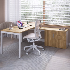 Mesa Escritorio Office 180x160 cm 25856 Nogal Sevilha Branco Artesano