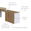 Mesa Escritorio Office 180x160 cm 25856 Nogal Sevilha Branco Artesano