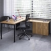 Mesa Escritorio Office 180x160 cm 25856 Nogal Sevilha Preto Artesano