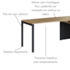 Mesa Escritorio Office 180x160 cm 25856 Nogal Sevilha Preto Artesano