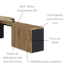 Mesa Escritorio Office 180x160 cm 25856 Nogal Sevilha Preto Artesano