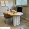 Mesa Escritorio Organica 200X90 cm E Balcão 3 Gavetas 2 Portas 161 cm Carvalho Branco Artany