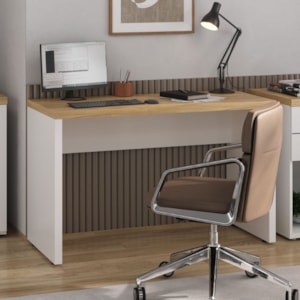 Mesa Escritorio Tampo Tamburato 120 cm Olmo Branco Artany