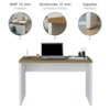 Mesa Escritorio Tampo Tamburato 120 cm Olmo Branco Artany