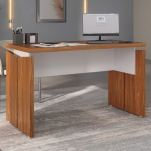 Mesa Escritorio Tampo Tamburato 125 cm Freijo Branco Artany
