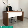 Mesa Escritorio Tampo Tamburato 125 cm Freijo Branco Artany