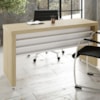 Mesa Escritorio Tampo Tamburato 136x60 cm Carvalho Branco Artany