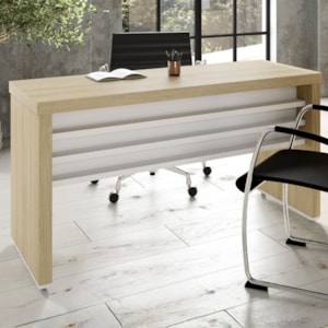 Mesa Escritorio Tampo Tamburato 136x60 cm Carvalho Branco Artany