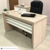 Mesa Escritorio Tampo Tamburato 136x60 cm Carvalho Branco Artany