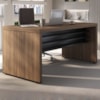 Mesa Escritorio Tampo Tamburato 136x60 cm Nogal Preto Artany