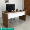 Mesa Escritorio Tampo Tamburato 145 cm Freijo Branco Artany