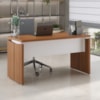 Mesa Escritorio Tampo Tamburato 145 cm Freijo Branco Artany