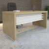 Mesa Escritorio Tampo Tamburato 159x80 cm Carvalho Branco Artany