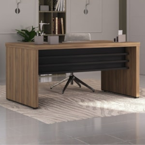 Mesa Escritorio Tampo Tamburato 159x80 cm Nogal Preto Artany