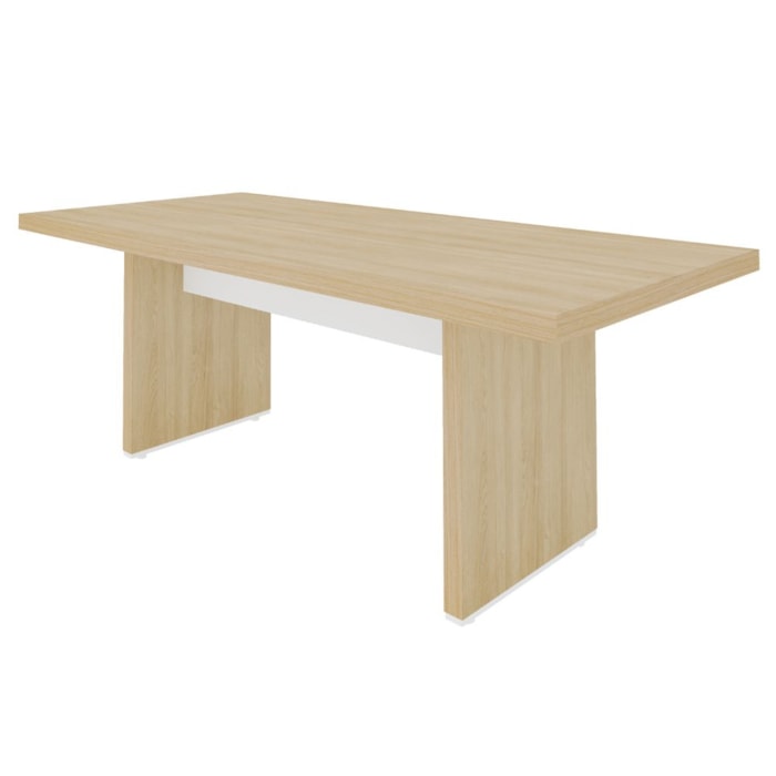 Mesa Escritorio Tampo Tamburato 205x91 cm Carvalho Branco Artany