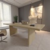Mesa Escritorio Tampo Tamburato 205x91 cm Carvalho Branco Artany
