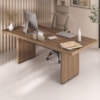 Mesa Escritorio Tampo Tamburato 205x91 cm Nogal Preto Artany