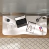 Mesa Escritorio Tampo Tamburato Com Regulagem de Altura 135X60 cm Branco Artany