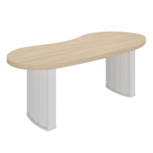 Mesa Escritorio Tampo Tamburato Organica 200x90 cm Carvalho Branco Artany