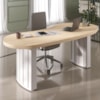 Mesa Escritorio Tampo Tamburato Organica 200x90 cm Carvalho Branco Artany