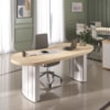 Mesa Escritorio Tampo Tamburato Organica 200x90 cm Carvalho Branco Artany