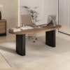 Mesa Escritorio Tampo Tamburato Organica 200x90 cm Nogal Preto Artany