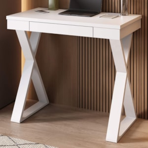 Mesa Escrivaninha 1 Gaveta 91 cm Branco Artany