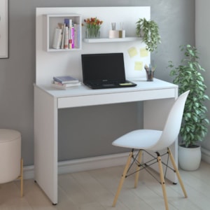 Mesa Escrivaninha 1 Gaveta Com Painel 100 cm Branco Artany