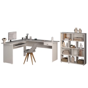 Mesa Escrivaninha 1 Gaveta E Estante 10 Nichos Branco ARLY