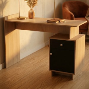 Mesa Escrivaninha 1 Porta 1 Gaveta B33 122 cm Mell Preto NOVAM