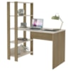Mesa Escrivaninha 134X120 cm 3 Prateleiras Off White Carvalho ARLY