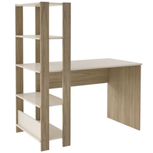 Mesa Escrivaninha 134X120 cm 3 Prateleiras Off White Carvalho ARLY