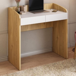 Mesa Escrivaninha 2 Gavetas 91 cm Olmo Branco Artany