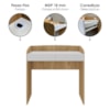 Mesa Escrivaninha 2 Gavetas 91 cm Olmo Branco Artany