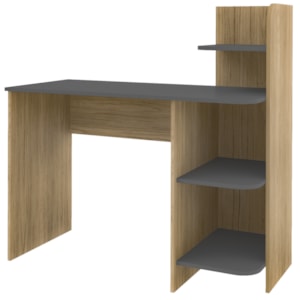 Mesa Escrivaninha 3 Prateleiras 111 cm Carvalho Grafite ARLY Mesa Escrivaninha 3 Prateleiras 111 cm Carvalho Grafite ARLY