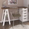 Mesa Escrivaninha 5 Gavetas 2 Prateleiras 136 cm Nogal Branco Artany