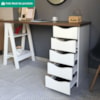 Mesa Escrivaninha 5 Gavetas 2 Prateleiras 136 cm Nogal Branco Artany