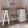 Mesa Escrivaninha 5 Gavetas 2 Prateleiras 136 cm Nogal Branco Artany