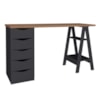 Mesa Escrivaninha 5 Gavetas 2 Prateleiras 136 cm Nogal Preto Artany