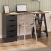 Mesa Escrivaninha 5 Gavetas 2 Prateleiras 136 cm Nogal Preto Artany