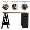 Mesa Escrivaninha 5 Gavetas 2 Prateleiras 136 cm Nogal Preto Artany