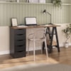 Mesa Escrivaninha 5 Gavetas 2 Prateleiras 136 cm Nogal Preto Artany