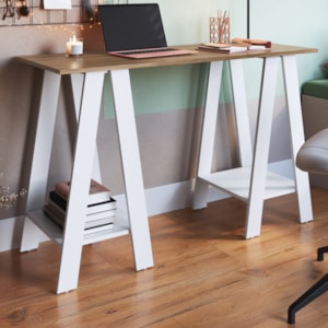 Mesa Escrivaninha Cavalete B61 135 cm Mell Branco NOVAM