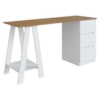 Mesa Escrivaninha Cavalete Com Gavetas B62 135 cm Mell Branco NOVAM