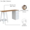 Mesa Escrivaninha Cavalete Com Gavetas B62 135 cm Mell Branco NOVAM