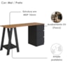 Mesa Escrivaninha Cavalete Com Gavetas B62 135 cm Mell Preto NOVAM