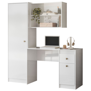 Mesa Escrivaninha Com Armario 162 cm Coimbra Branco Moval