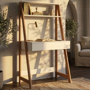 Mesa Escrivaninha Com Gaveta B80 73 cm Branco Montana NOVAM