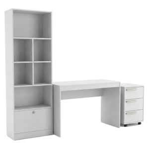 Mesa Escrivaninha Com Gaveteiro e Estante Para Escritorio B31 Branco NOVAM