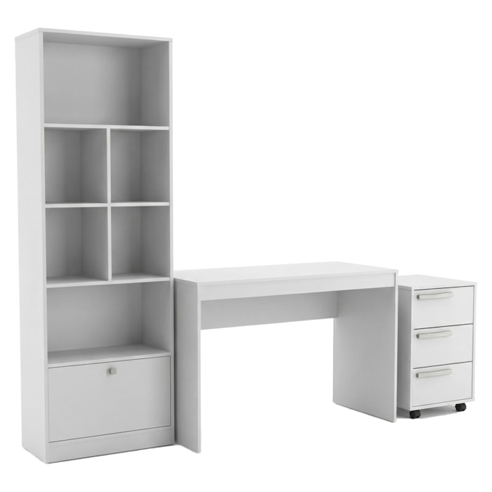 Mesa Escrivaninha Com Gaveteiro e Estante Para Escritorio B31 Branco NOVAM